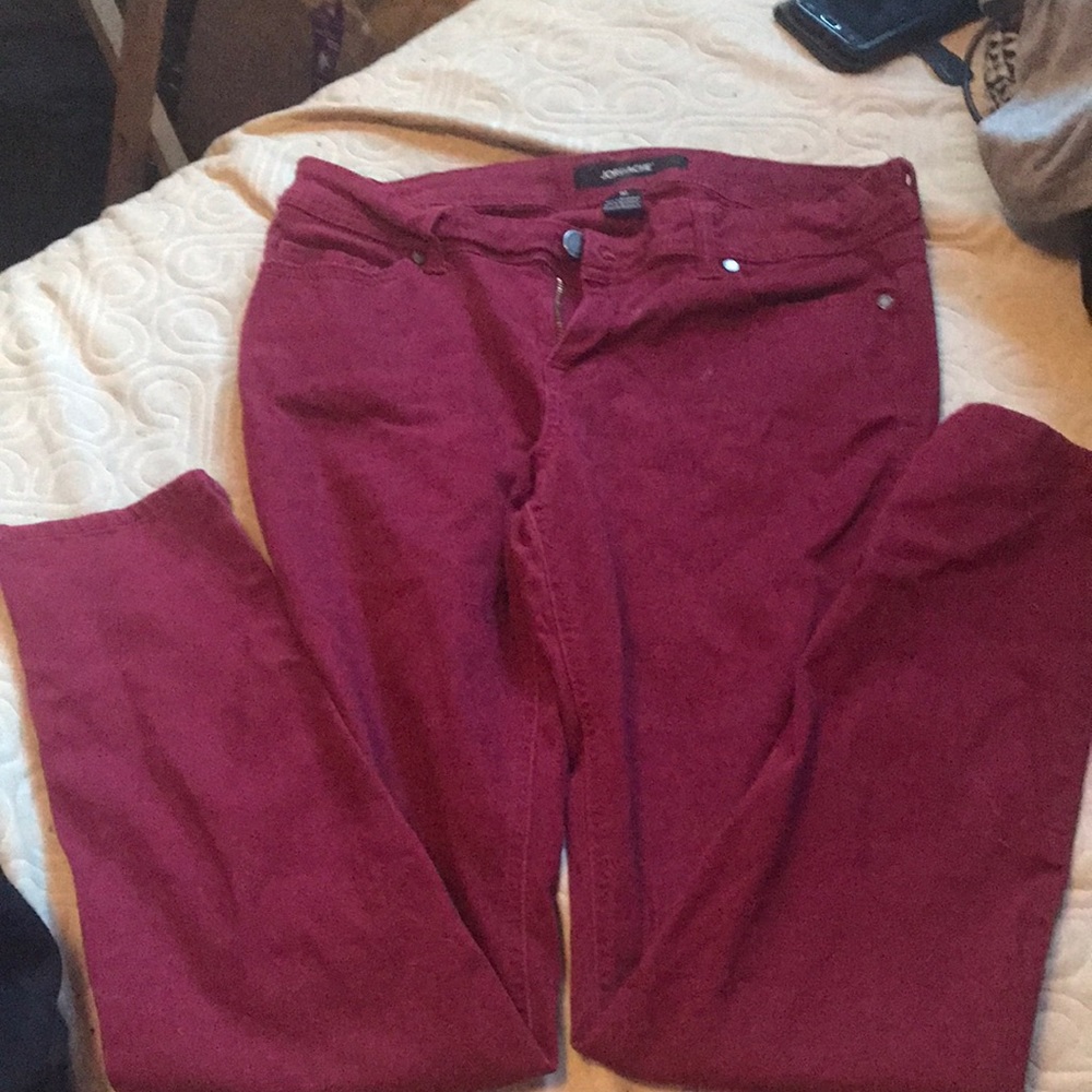 Red skinny jeans